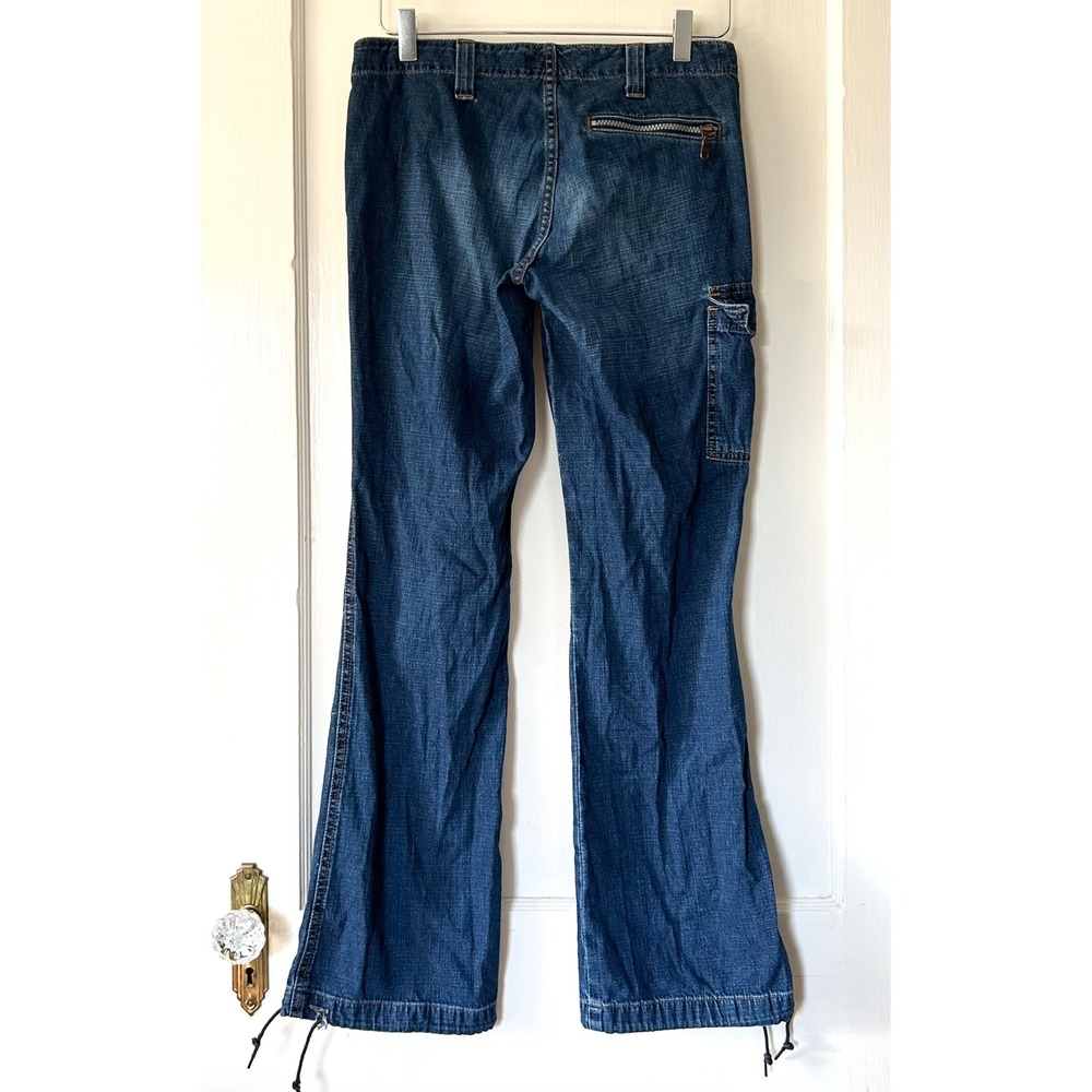 Vintage Y2K L.E.I. Low Rise Baggy Flared Cargo Jeans Blue Denim 3 Utility Grunge - Picture 7 of 10